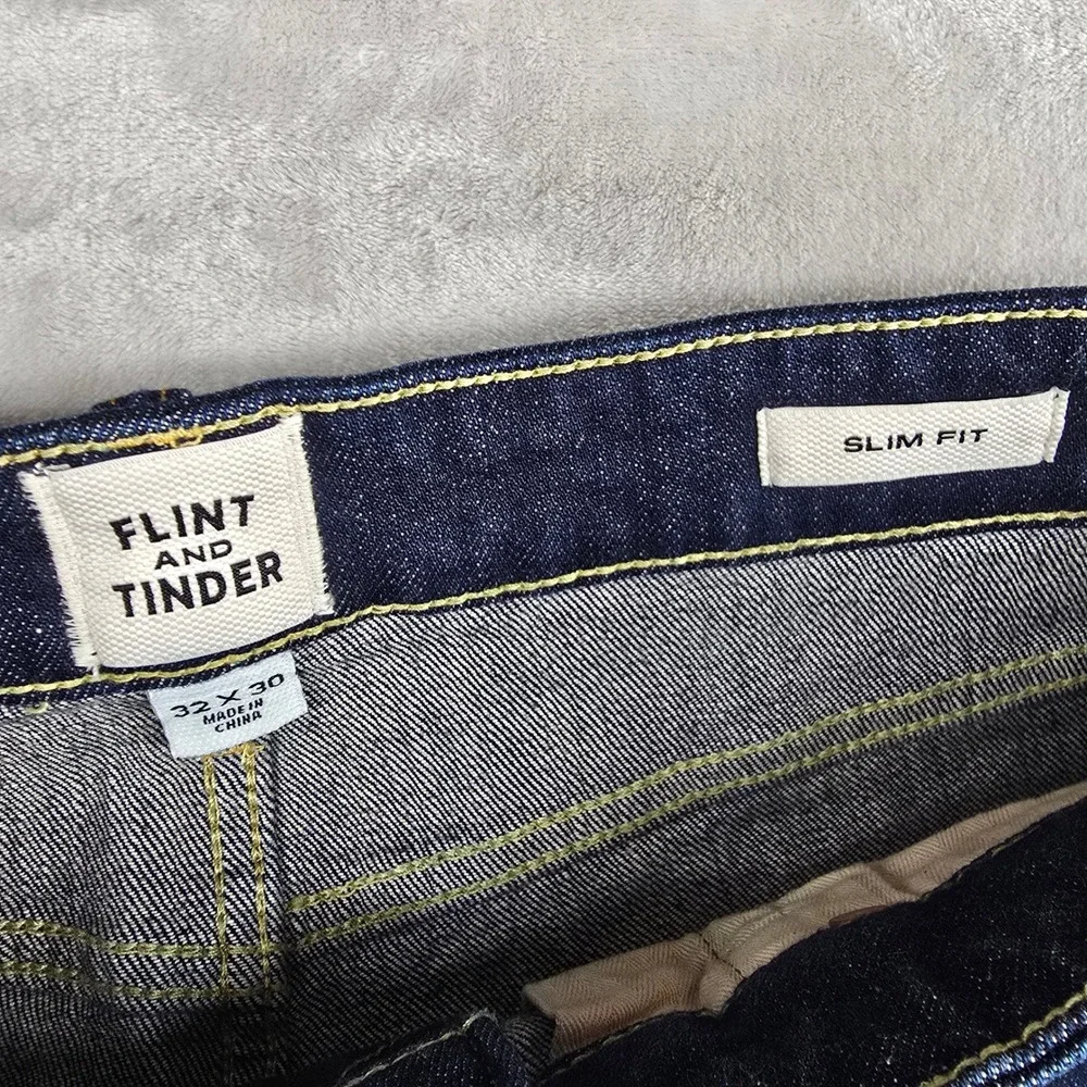 Flint and Tinder Selvedge Denim 30x30 Slim‎ Fit Dark Wash Jeans Mens new